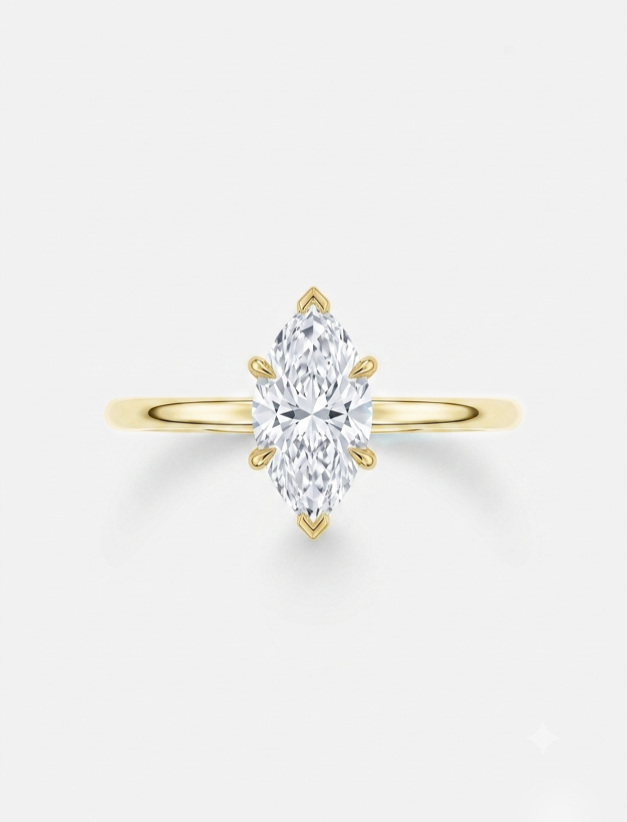 Marquise Ring – 925 Sterling Silber, 14K vergoldet