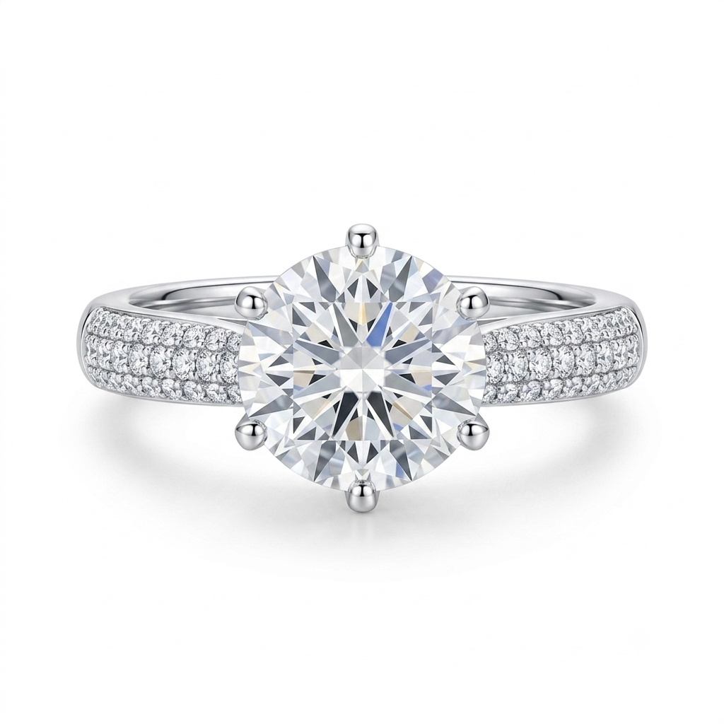 18 Karat Weißgold Ring mit 3 Karat Moissanite Edelstein
