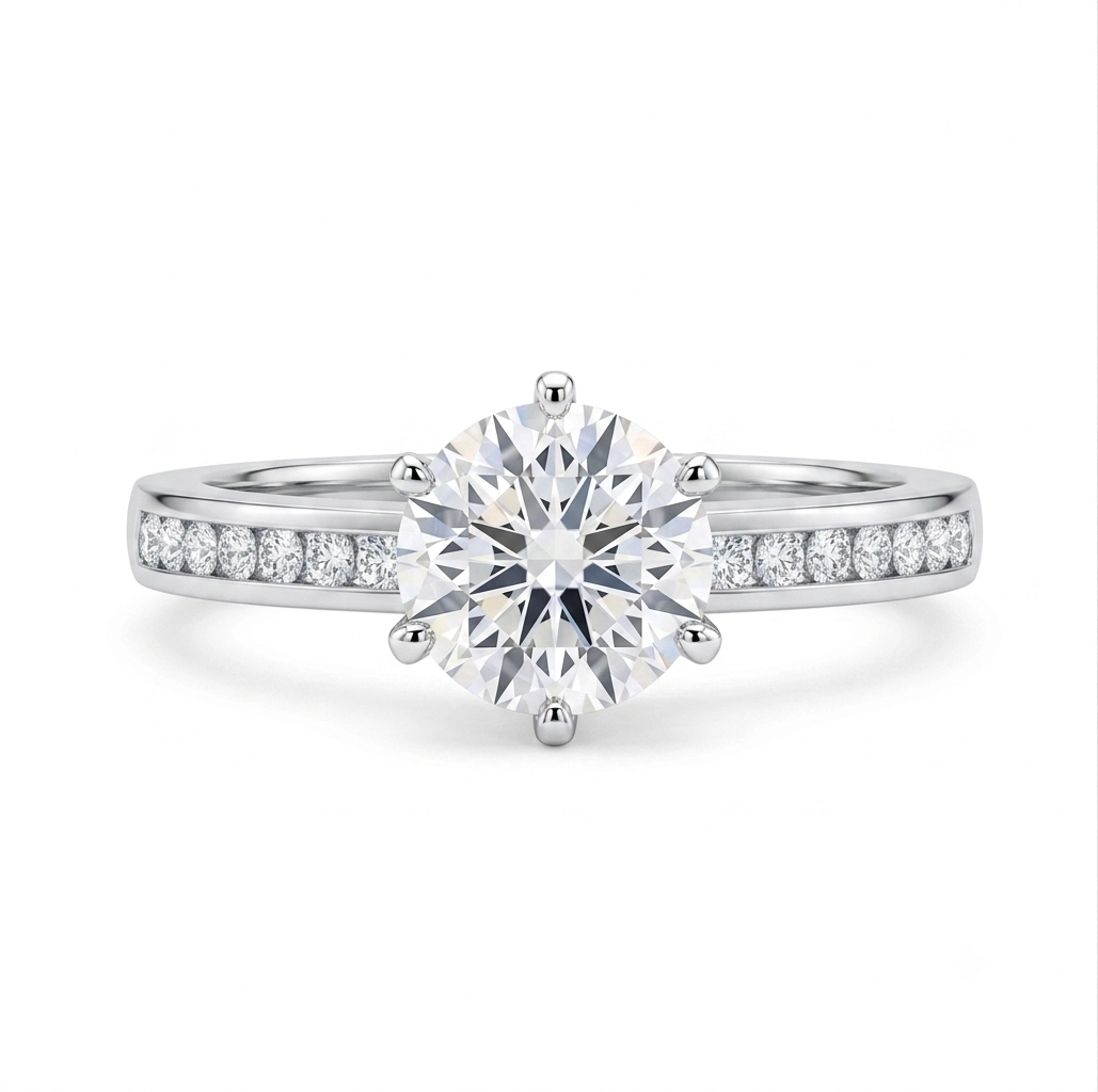 14 Karat Weißgold Ring mit1 Karat Moissanite Edelstein