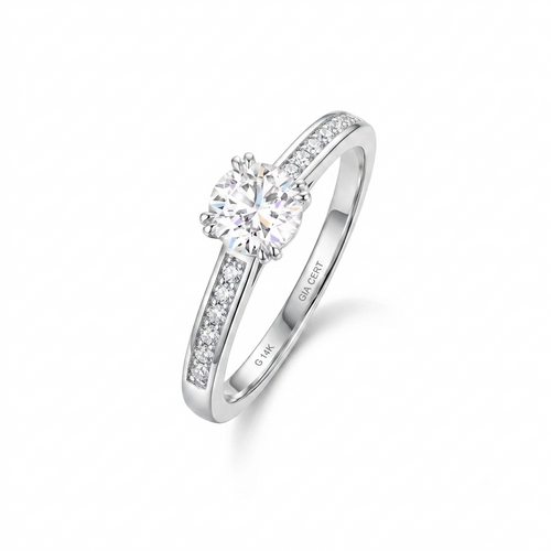 14 Karat Weißgold Ring mit1 Karat Moissanite Edelstein