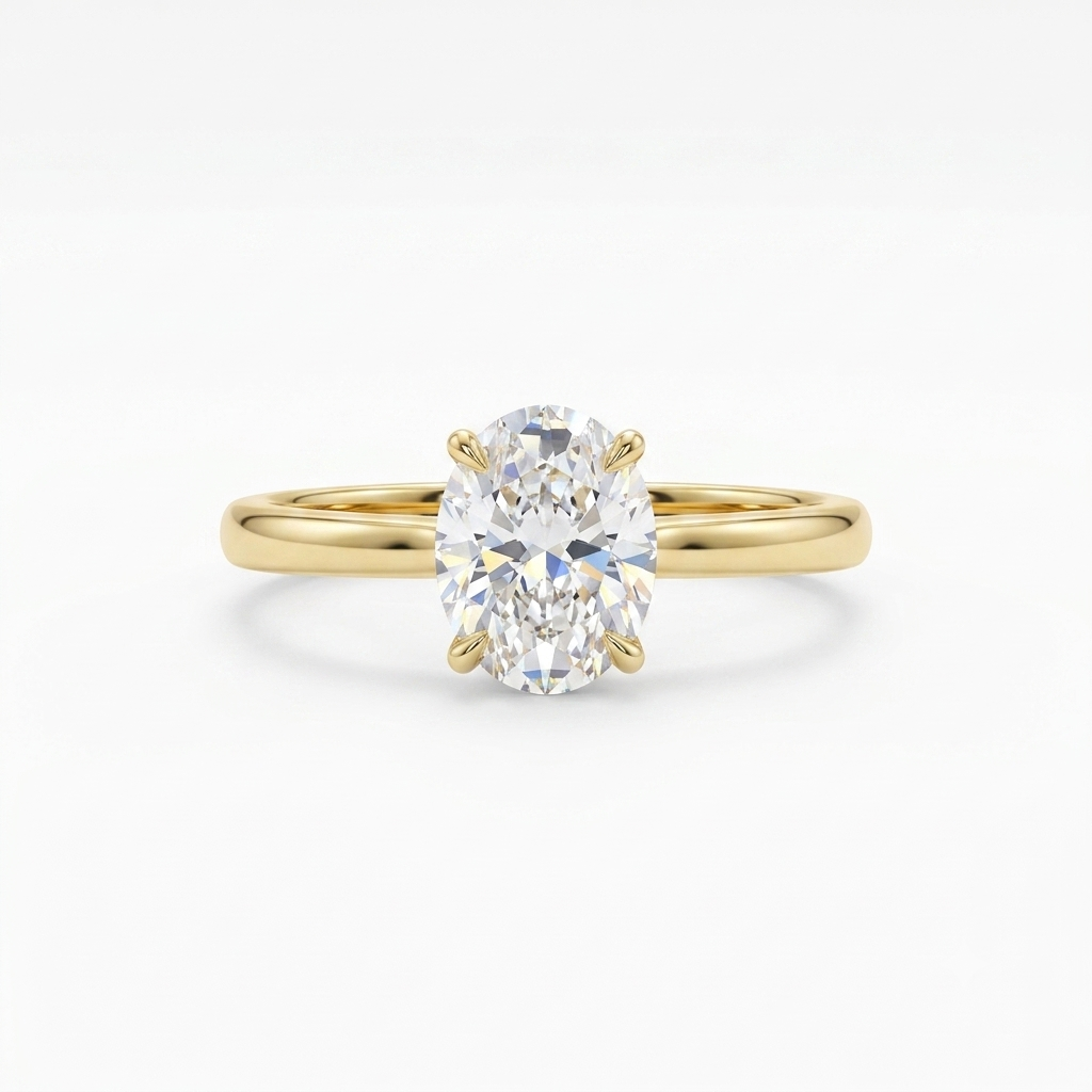 3 Karat Oval Moissanit Ring – 925 Sterling Silber, vergoldet