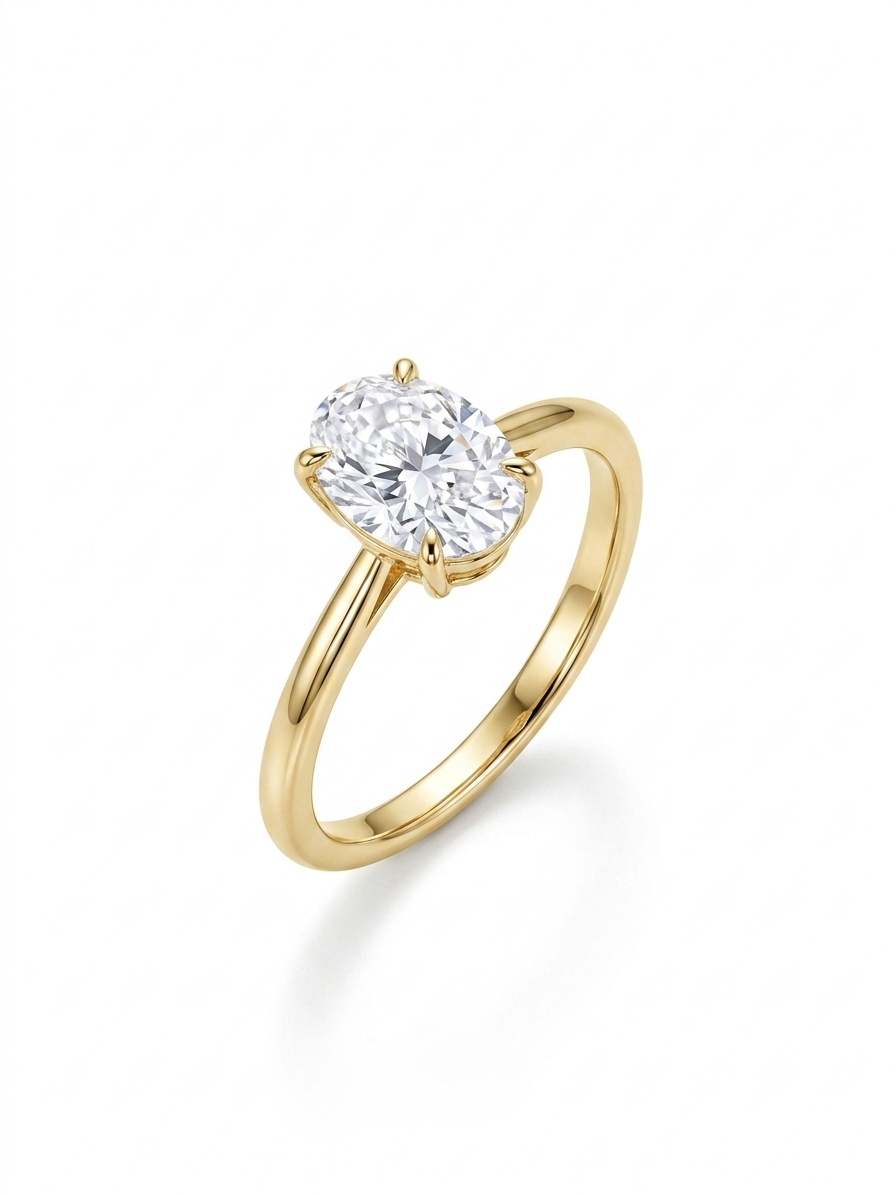 3 Karat Oval Moissanit Ring – 925 Sterling Silber, vergoldet