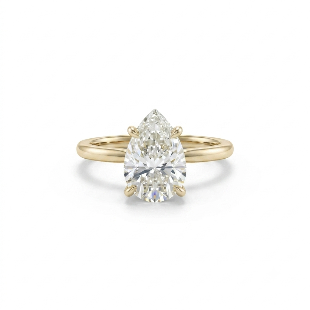 3 Karat Moissanit Ring – Tropfenschliff, 925 Sterling Silber, vergoldet