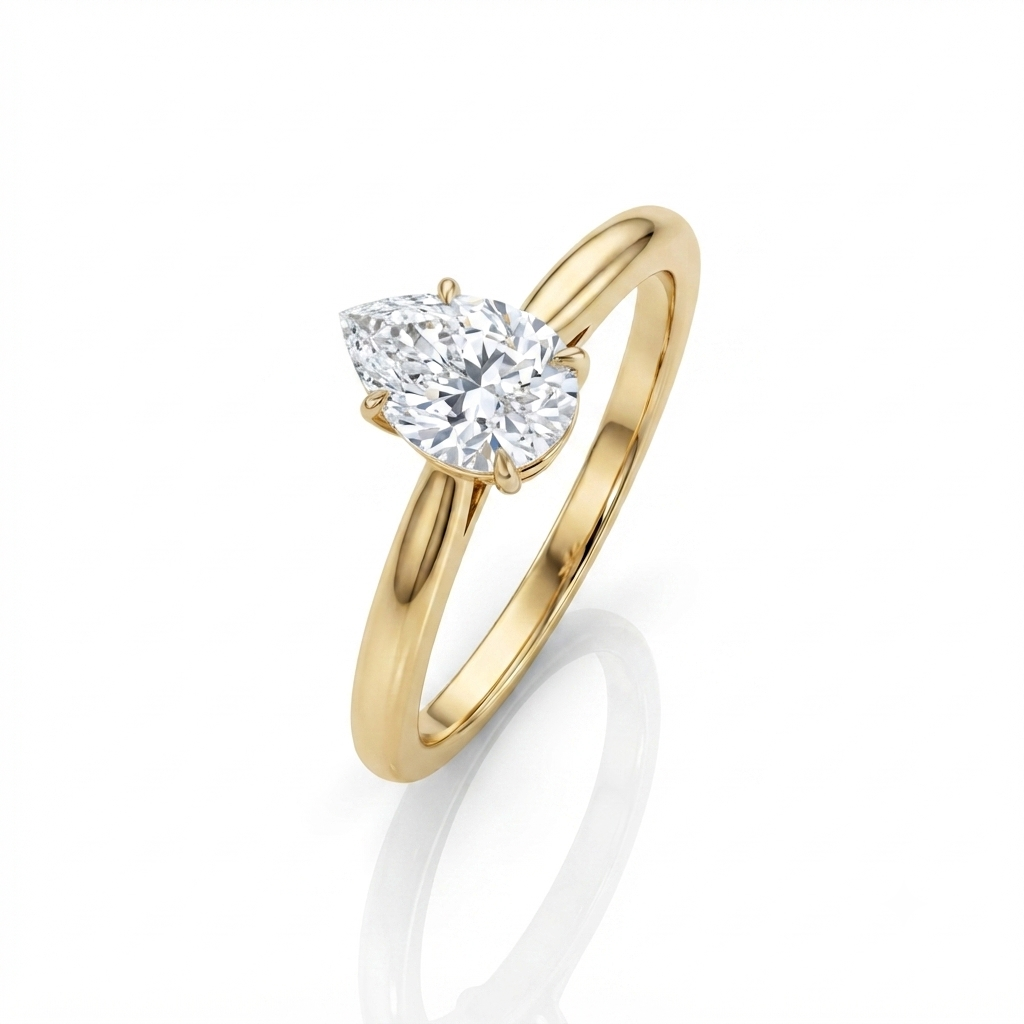 3 Karat Moissanit Ring – Tropfenschliff, 925 Sterling Silber, vergoldet