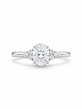 3 Karat Oval Moissanit Ring – 925 Sterling Silber, Akzentsteine