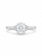 3 Karat Oval Moissanit Ring – 925 Sterling Silber, Akzentsteine